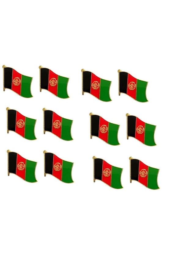 Box of 12 Afghanistan Single Flag Lapel Pins, Afghanistan Single Flag Pin Badges