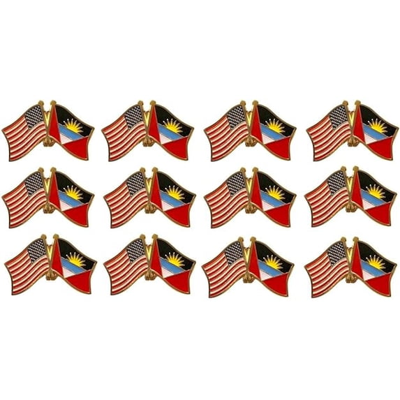 Box of 12 Antigua & US Crossed Flag Lapel Pins, Country & American ...