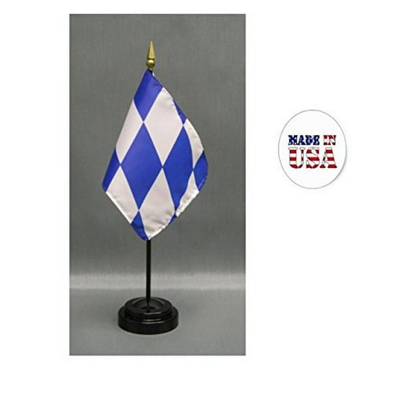Box of 12 Bavaria 4"x6" Miniature Desk & Table Flags Includes 12 Flag Stands & 12 Bavarian Small Mini Stick Flags