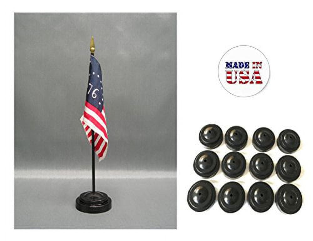 Box of 12 Bennington 4"x6" Miniature Desk & Table Flags Includes 12 Flag Stands & 12 American Revolution Battle of Bennington Small Mini Stick Flags