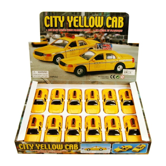 Box of 12 Chicago Modern Taxi Cab, Yellow - Showcasts 9989CG - 5" Scale Diecast Model Cars