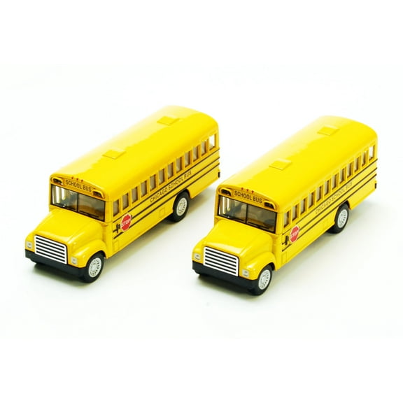 Box of 12 Chicago School Bus, Yellow - Kinsmart 5107GC - 5" Scale Diecast Model Cars