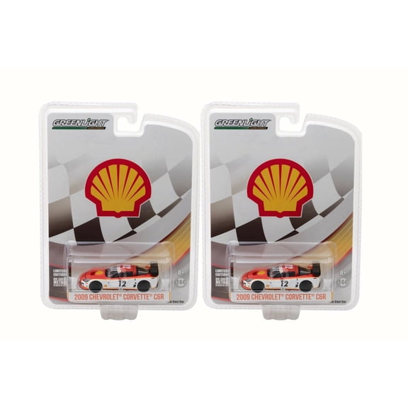 Box of 12 Diecast Model Cars - Shell Oil 2009 Chevy Corvette CR6, Orange w/White, 1/64 Scale