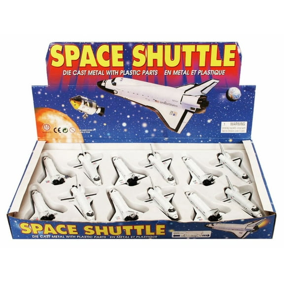 Box of 12 Diecast Model Toy Space ships - US Space Shuttle, 5 inch Diecast Replica