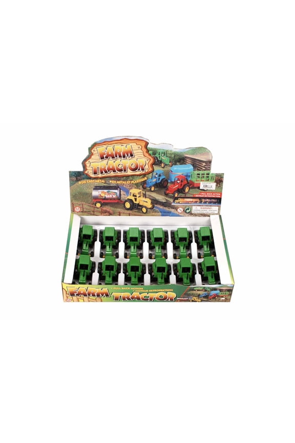 Box of 12 Farm Tractor, Green - Showcasts 9661GD - 4" Scale Diecast Model Cars