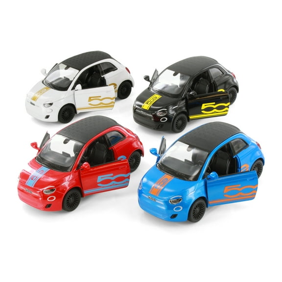 Box of 12 Fiat 500e Livery Edition, Asstd - Kinsmart 5440DF - 1/28 Scale Diecast Model Cars