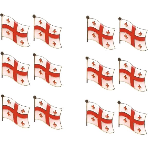 Box of 12 Georgia Republic Single Flag Lapel Pins, Georgia Republic Single Flag Pin Badges with Clasp Backing