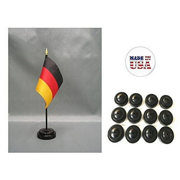 Box of 12 Germany 4"x6" Miniature Desk & Table Flags Includes 12 Flag Stands & 12 German Small Mini Stick Flags