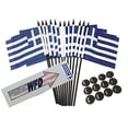 thumbnail image 1 of Box of 12 Greece 4"x6" Polyester Miniature Desk & Little Table Flags, 4x6 Greek Small Mini Hand Waving Stick Flags with 12 Flag Bases (Stands), 1 of 3