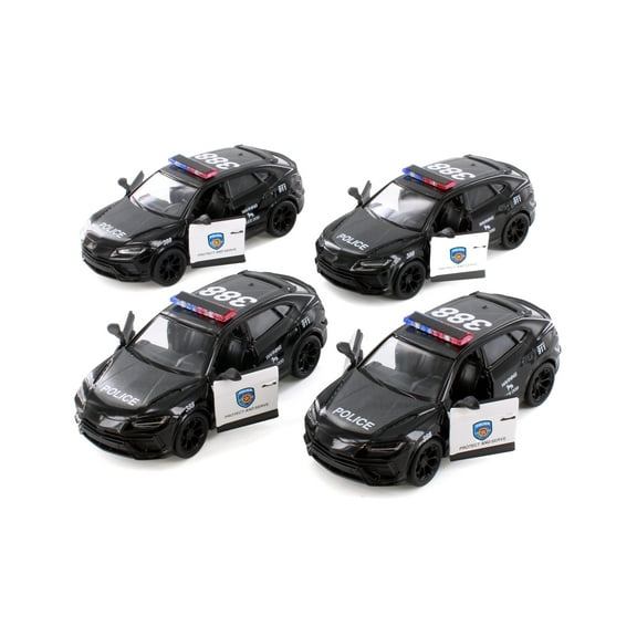 Box of 12 Lamborghini Urus Performante Police Edition, Black - Kinsmart 5447DP - 1/40 Scale Cars