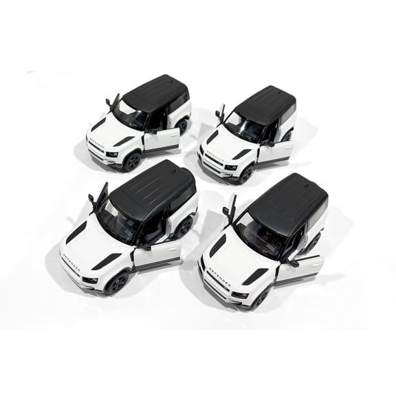 Box of 12 Land Rover Defender 90, White w/Black Roof - Kinsmart 5428DW - 1/36 Scale Diecast Model Cars