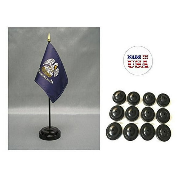 Box of 12 Louisiana 4"x6" Miniature Desk & Table Flags Includes 12 Flag Stands & 12 Louisiana State Small Mini Stick Flags