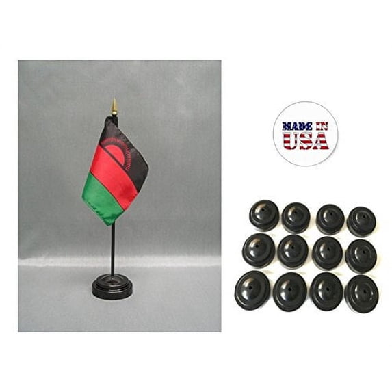 Box of 12 Malawi 4"x6" Miniature Desk & Table Flags Includes 12 Flag Stands & 12 Malawian Small Mini Stick Flags