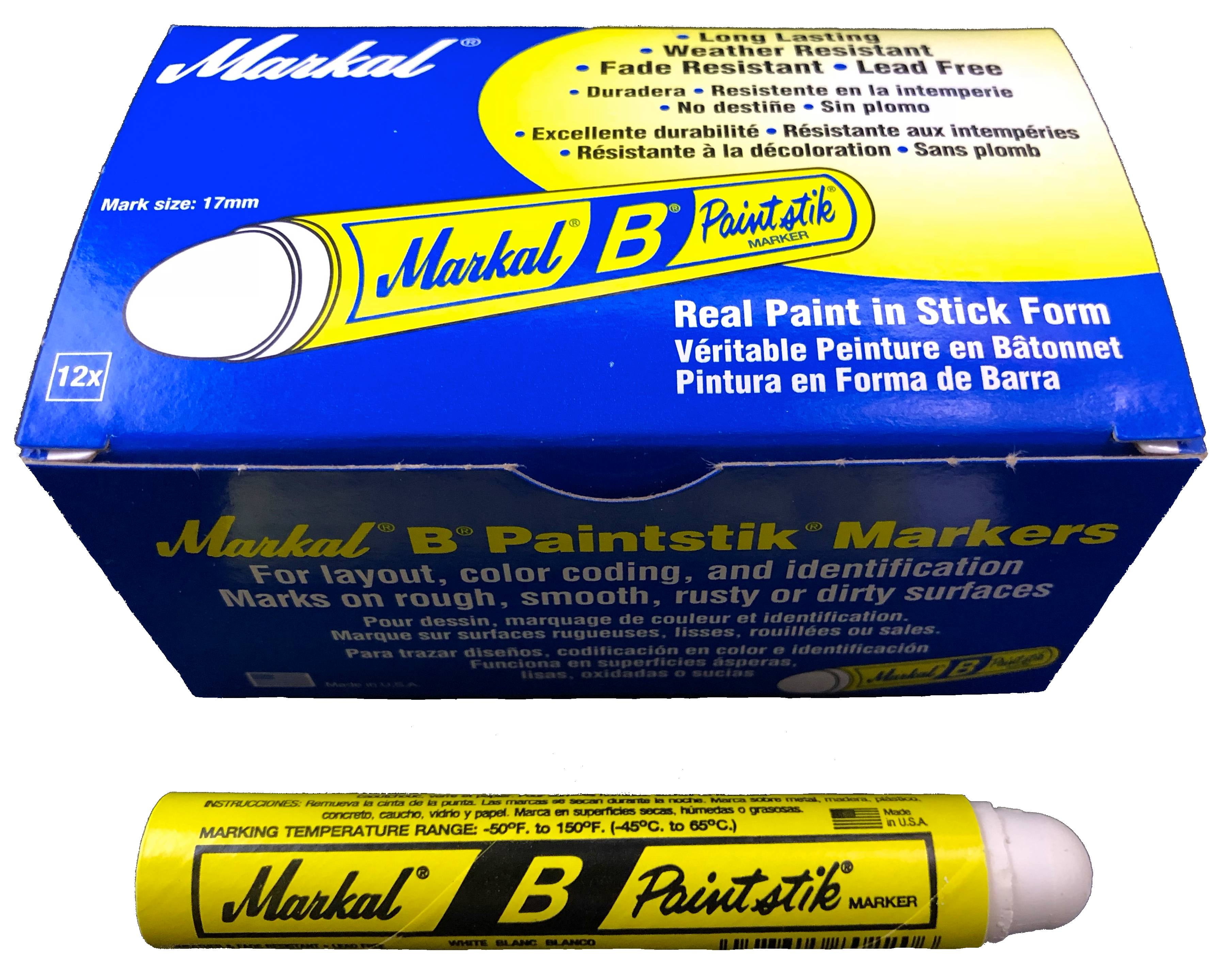 12-Pack MARKAL WS-3/8 PAINTSTIK® MARKERS, WHITE CRAYONS, 3/8” TIP