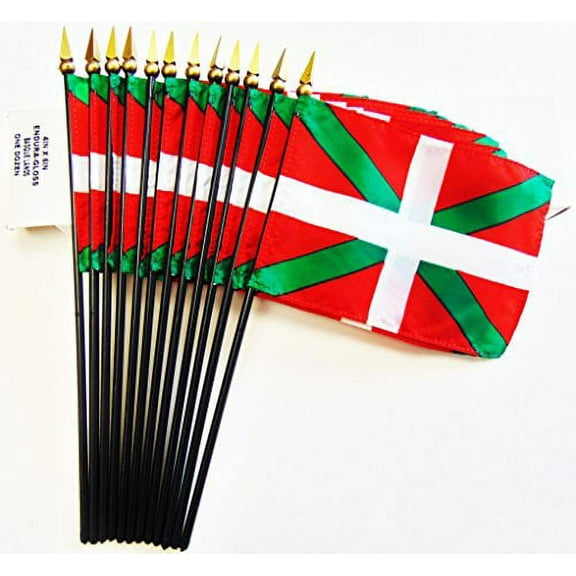 Box of 12 Mini Baque Lands Desk & Table Flags (4"x6") - High-Quality American-Made Basque Lands Flags