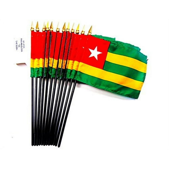 Box of 12 Mini Togo Desk & Table Flags (4"x6") - High-Quality American-Made Togolese Flags