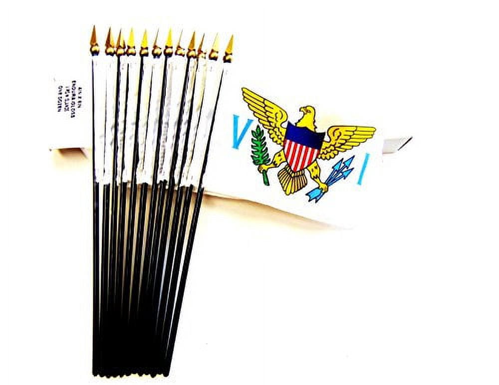 Box of 12 Mini United States Virgin Islands Desk & Table Flags (4"x6") - High-Quality American-Made USVI Flags