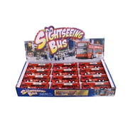 Box of 12 NYC 7-Eleven Red Sightseeing Double Decker Bus Open Top - 2168D11 - 6" Scale Diecast Cars