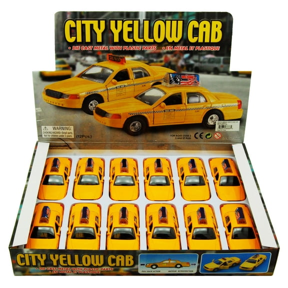 Box of 12 NYC Modern Taxi Cab, Yellow - Showcasts 9989DNY - 5" Scale Diecast Model Cars
