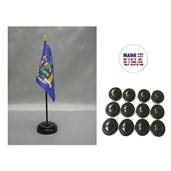 Box of 12 New York 4"x6" Miniature Desk & Table Flags Includes 12 Flag Stands & 12 New York State Small Mini Stick Flags