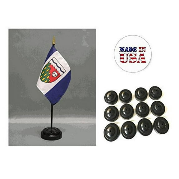 Box of 12 Northwest Territories 4"x6" Miniature Desk & Table Flags Includes 12 Flag Stands & 12 Canada Northwest Territory Small Mini Stick Flags