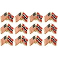 thumbnail image 1 of Box of 12 Norway & US Crossed Flag Lapel Pins, Norwegian & American Double Friendship Pin Badge, 1 of 4