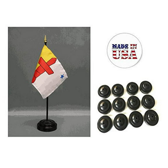 Box of 12 Nunavut 4"x6" Miniature Desk & Table Flags Includes 12 Flag Stands & 12 Canada Nunavut Small Mini Stick Flags