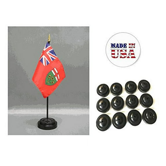 Box of 12 Ontario 4"x6" Miniature Desk & Table Flags Includes 12 Flag Stands & 12 Canada Ontario Small Mini Stick Flags