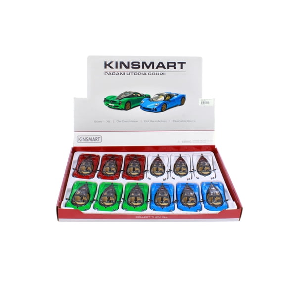 Box of 12 Pagani Utopia Coupe, ASSTD - Kinsmart 5483D - 1/36 Scale Diecast Model Cars