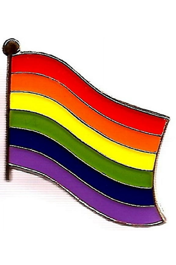 Box of 12 Rainbow Single Flag Lapel Pins, LGBT Single Flag Pin Badges