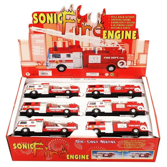 Box of 12 Sonic Rescue Fire Engine w/Sound & Light, Asstd - Showcasts 7000IC - 7" Scale Diecast Model Cars