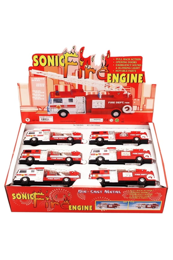 Box of 12 Sonic Rescue Fire Engine w/Sound & Light, Asstd - Showcasts 7000IC - 7" Scale Diecast Model Cars