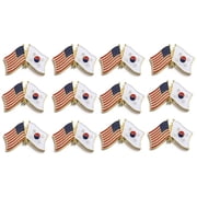 Box of 12 South Korea & US Crossed Flag Lapel Pins, South Korean & American Double Friendship Pin Badge