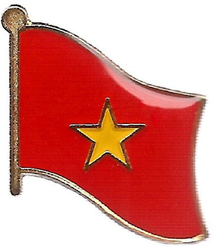 Box of 12 Vietnam Single Flag Lapel Pins, Vietnamese Single Flag Pin