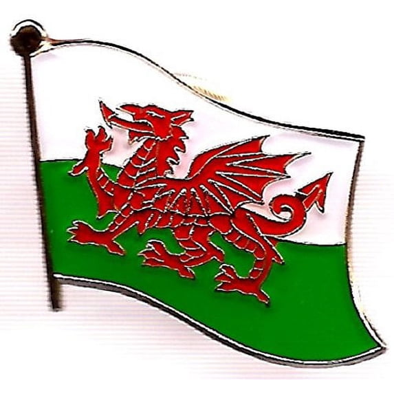 Box of 12 Wales Single Flag Lapel Pins, Welsh Single Flag Pin Badges