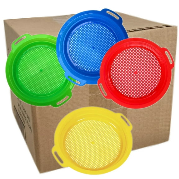 Box of 24 Sand Sieves | Plastic Sand Sifting Pans in Mesh