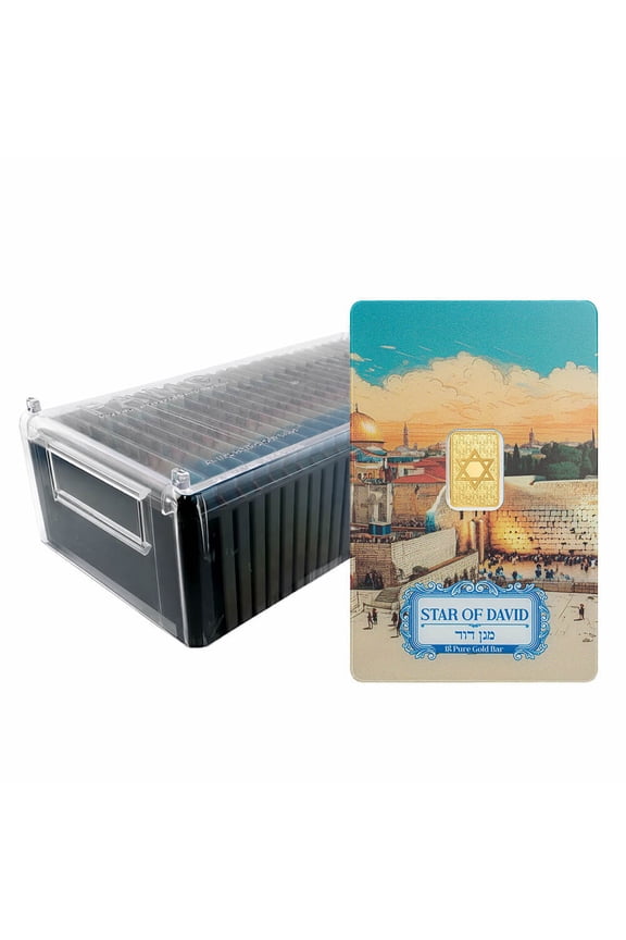 Box of 25 - 1 Gram PAMP Suisse Star of David Gold Bar .9999 Fine (in Assay)