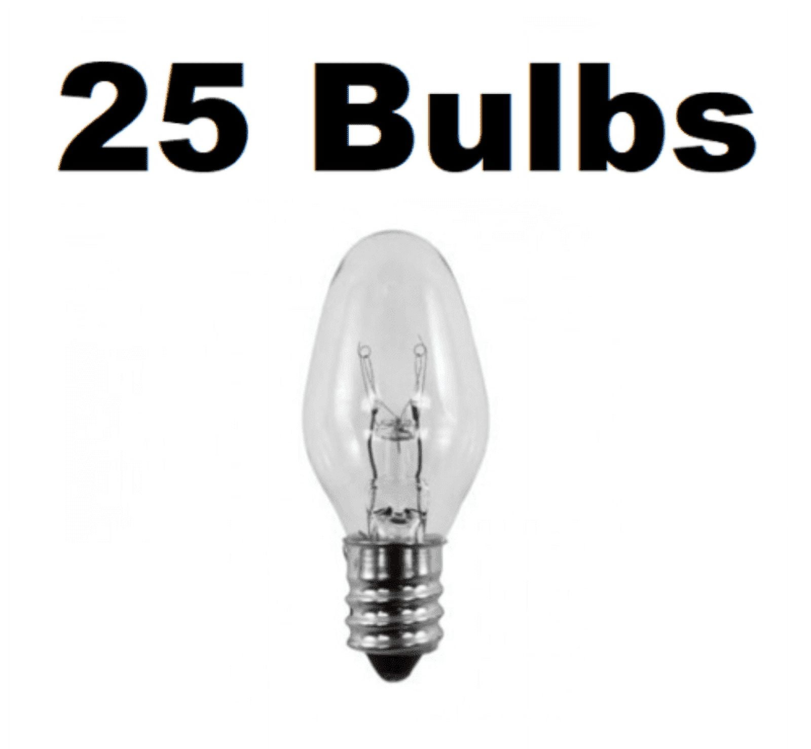 Box of 25 Night Light Candle Lamp Bulbs 7 watt C7 Clear Candelabra 7C7C