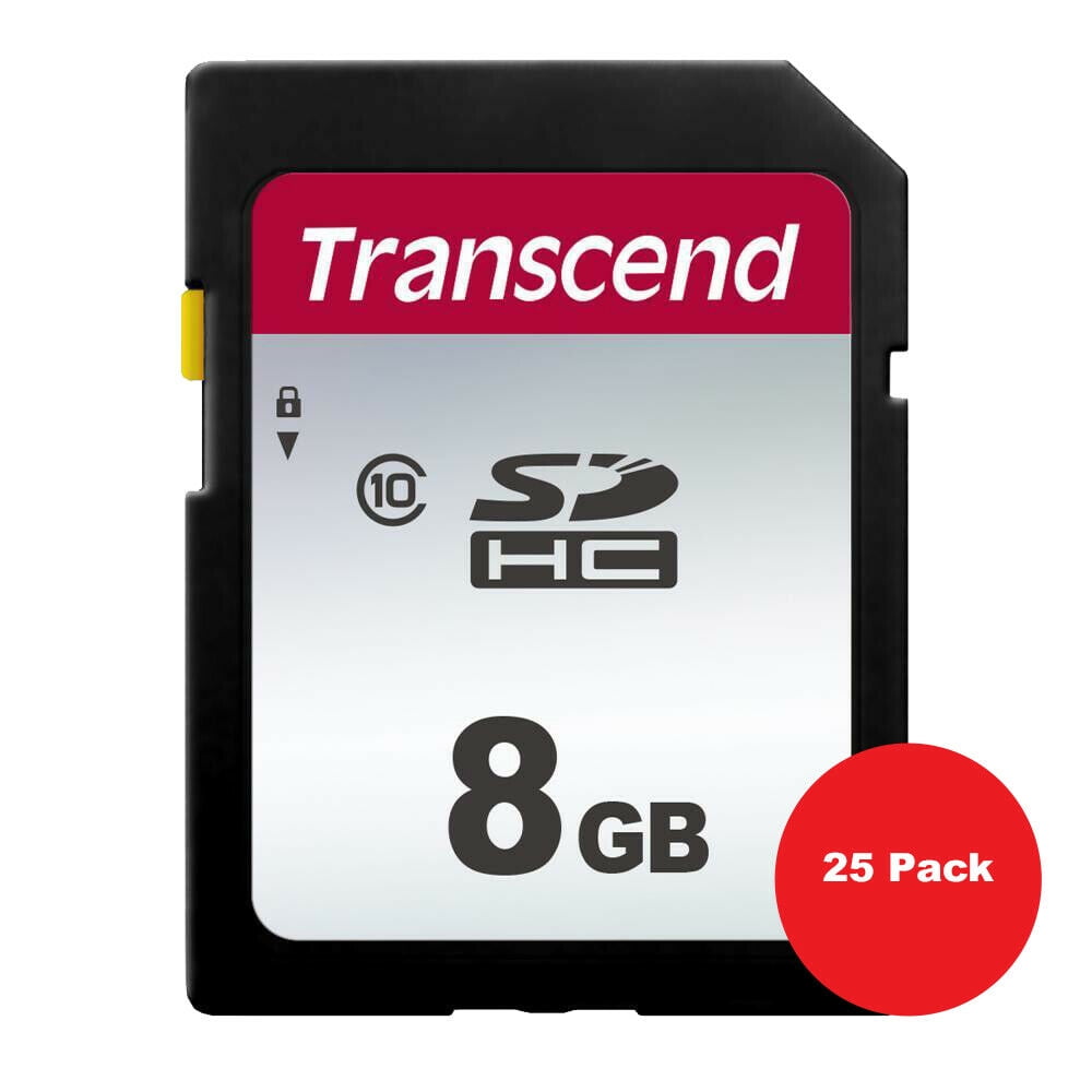 Box of 25 Transcend 8GB Class 10 SDHC Secure Digital Memory Card