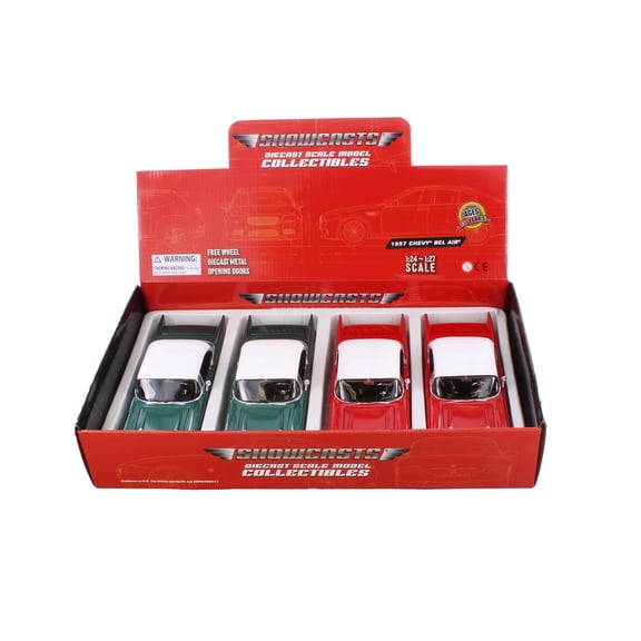 Box of 4 1957 Chevy Bel Air Hardtop, Assortment - Showcasts 77228D - 1/24 Scale Diecast Model Cars