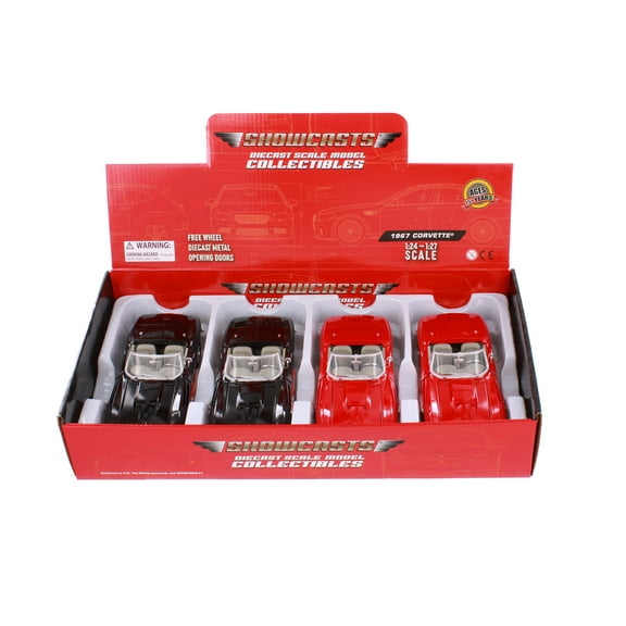 Box of 4 1967 Chevy Corvette Convertible, Assortment - Showcasts 77224D - 1/24 Scale Diecast Model Cars