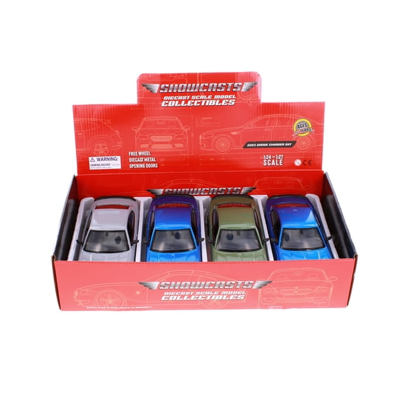 Box of 4 2023 Dodge Charger SXT Hardtop, ASSTD - Showcasts 77387DB - 1/24 Scale Diecast Model Cars