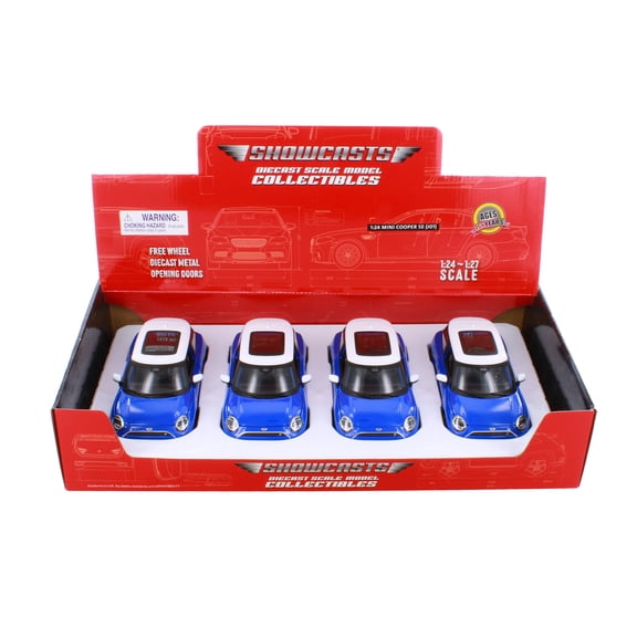 Box of 4 2024 Mini Cooper SE (J01), Blue - Showcasts 32926D - 1/24 Scale Diecast Model Cars