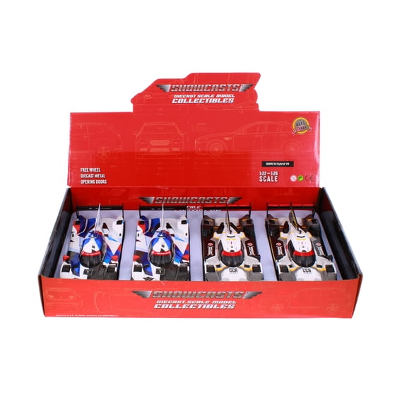 Box of 4 BMW M Hybrid V8, White/Black - Showcasts 68285D - 1/24 Scale Diecast Model Cars