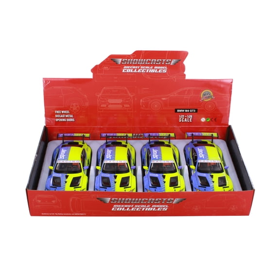 Box of 4 BMW M4 GT3 Liberty Racing Car #02, Green/Blue - Showcasts 68282GD - 1/24 Scale Diecast Model Cars