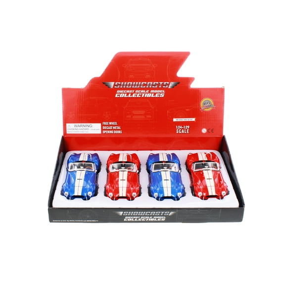 Box of 4 Shelby Cobra 427 SC Convertible, ASSTD - Welly 24002/4D - 1/24 Scale Diecast Model Car