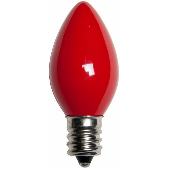 Box of 50 C7 Solid Red Frosted Opaque Indoor/Outdoor Christmas Bulbs