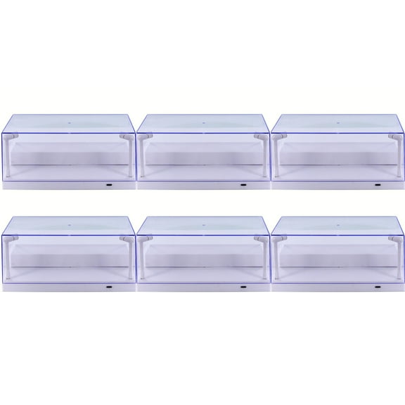 Box of 6 Acrylic LED Display Case w/Removable Riser, White - 9902W - 1/24 Scale Display Case for Diecast Cars