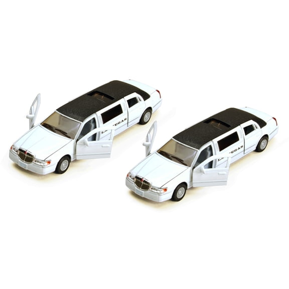 Box of 6 Las Vegas 1999 Lincoln Stretch Limousine, White - 7001WLV - 1/38 Scale Diecast Model Cars