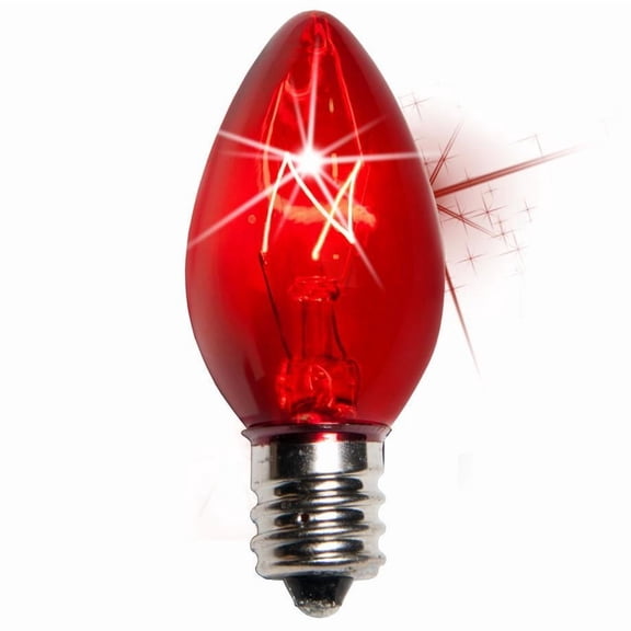 Box of 75 C7 Twinkle Red Triple Dipped Transparent Christmas Bulbs